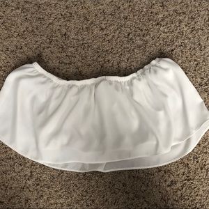 White crop off shoulder top